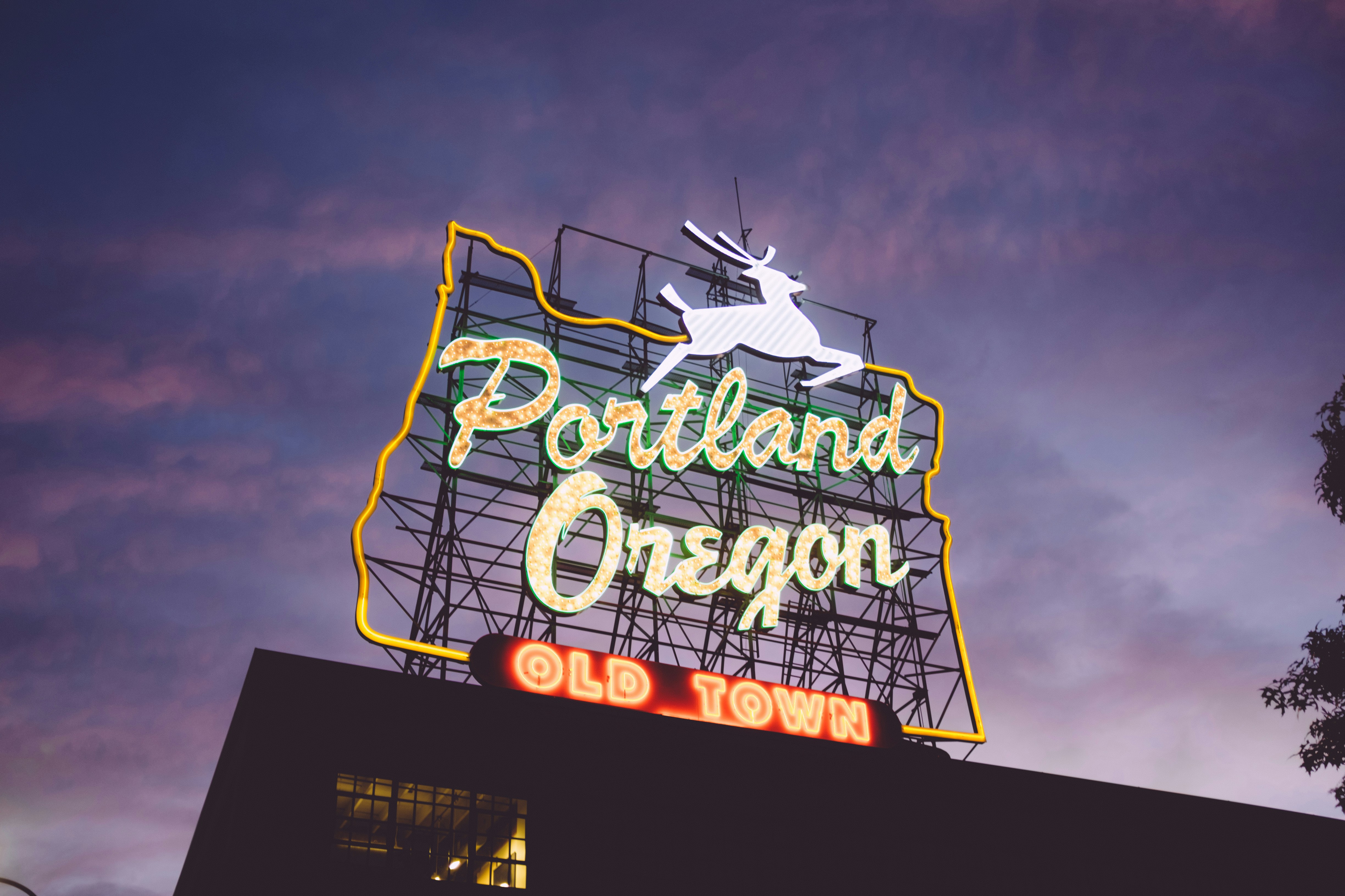 Portland Oregon Neon Night Sign